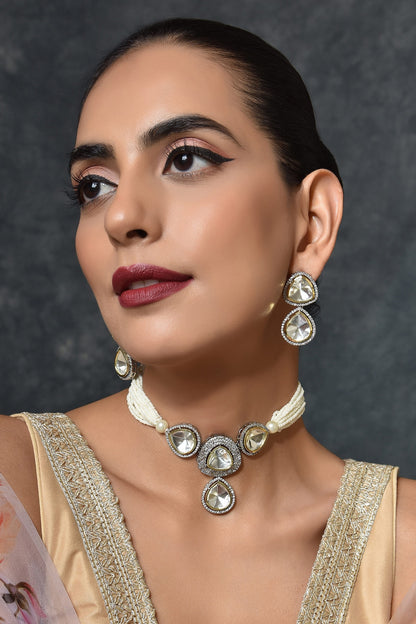 Layered Polki Necklace Set 