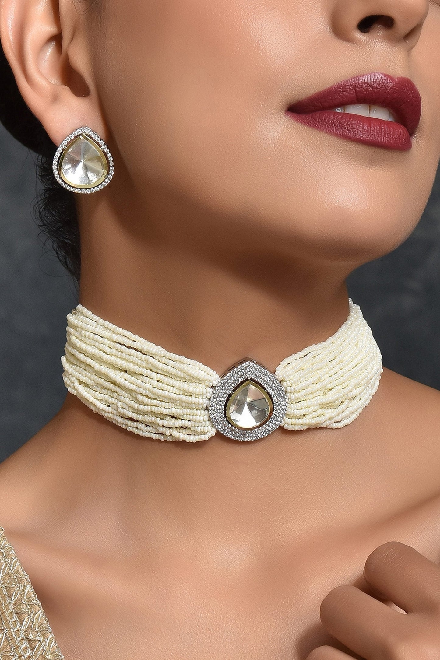 Layered Polki Necklace Set 