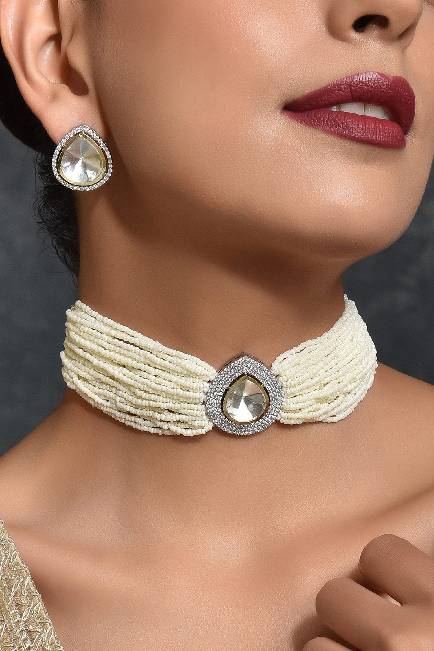 Layered Polki Necklace Set 