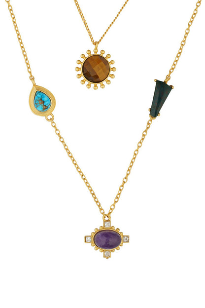 Multi Stone Healing Layered Necklace 