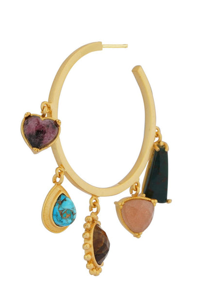 Multi Stone Healing  Hoop Earrings 