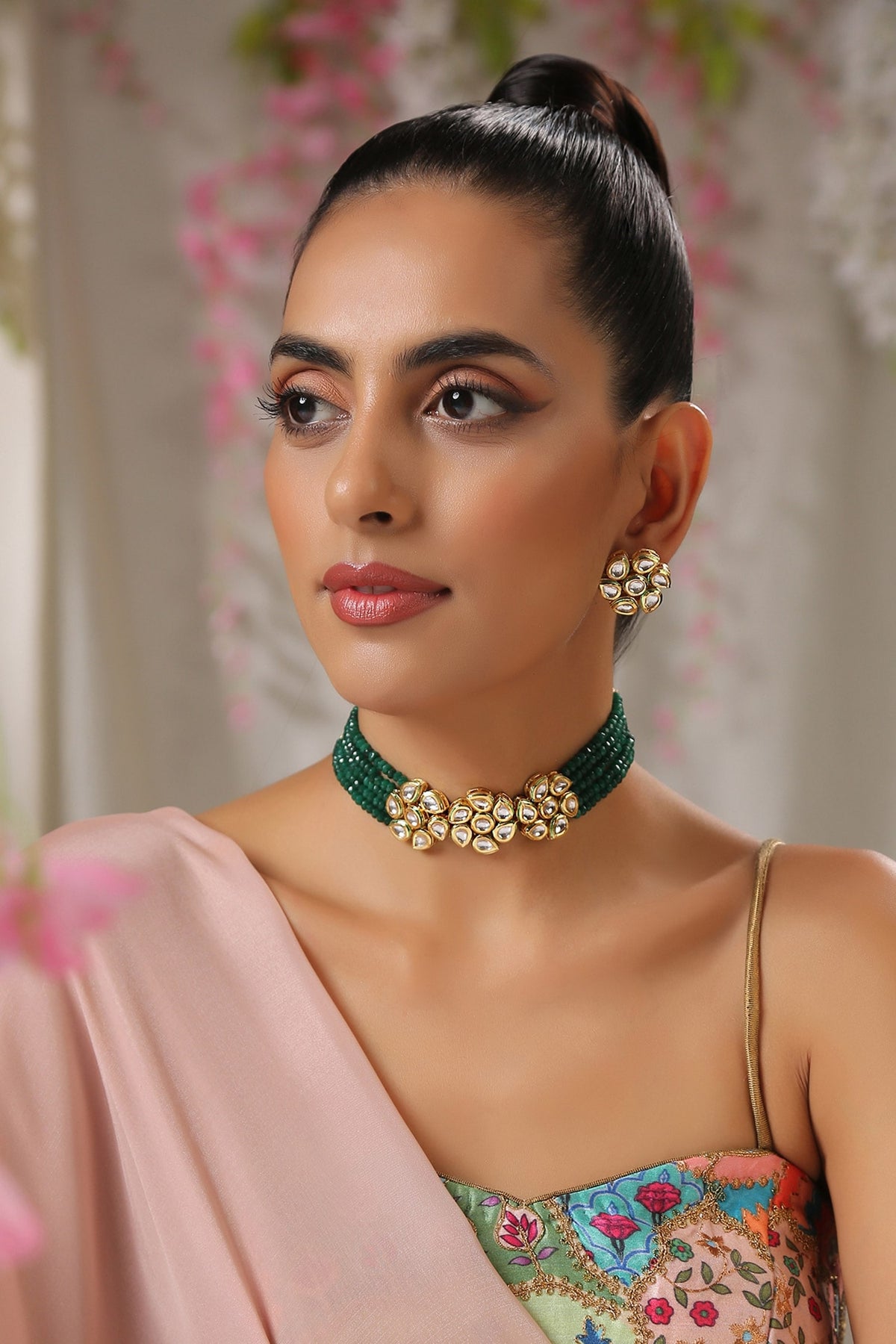 Green Kundan Necklace Set 