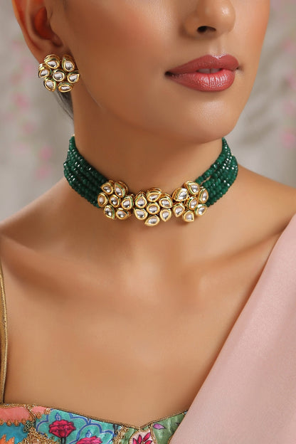 Green Kundan Necklace Set 