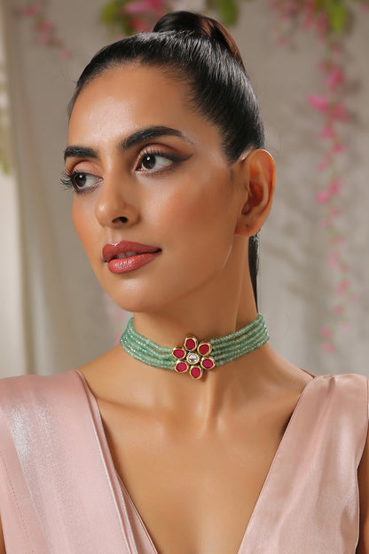 Red Kundan Choker Necklace
 