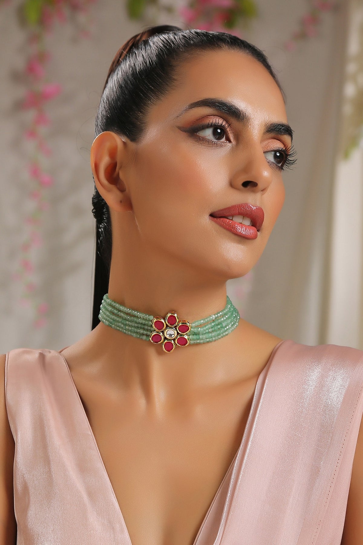 Red Kundan Choker Necklace
 