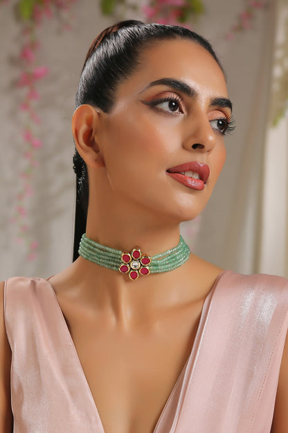 Red Kundan Choker Necklace
 