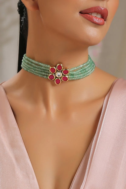 Red Kundan Choker Necklace
 