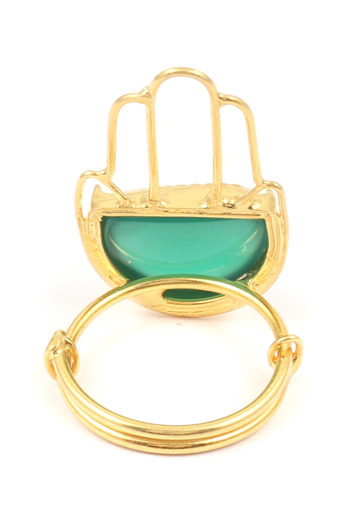 Gold Green Cutwork Stone Ring 