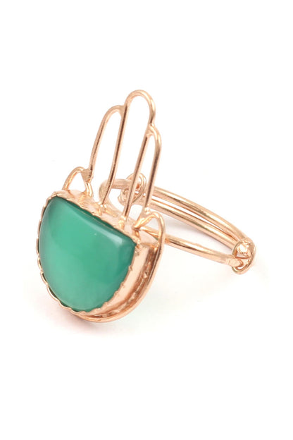 Handcrafted Stone Semi-Circle Ring 