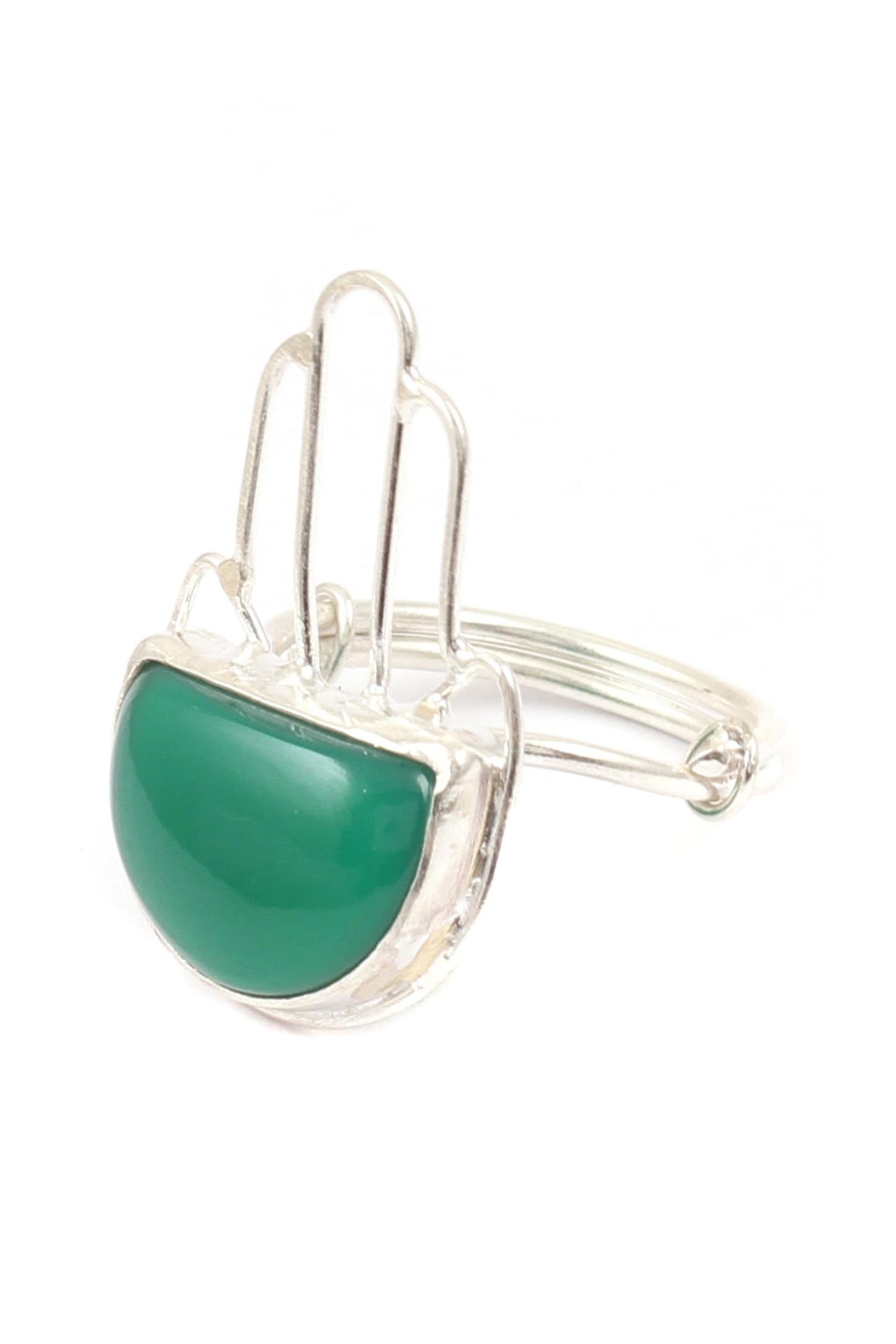 Semi-Circle Cutwork Stone Ring 