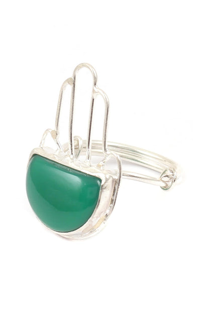 Semi-Circle Cutwork Stone Ring 