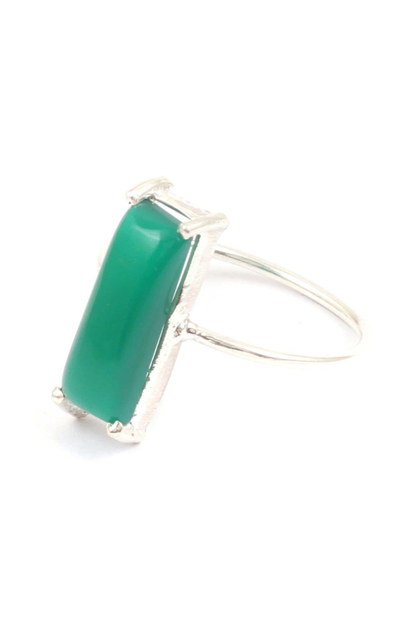 Silver Geometric Stone Ring 