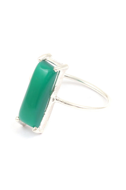 Silver Geometric Stone Ring 