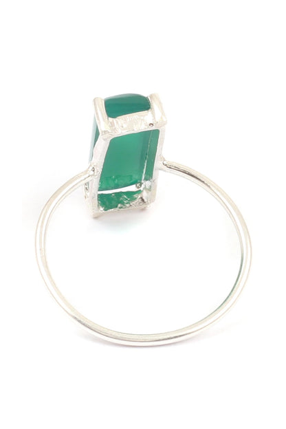 Silver Geometric Stone Ring 