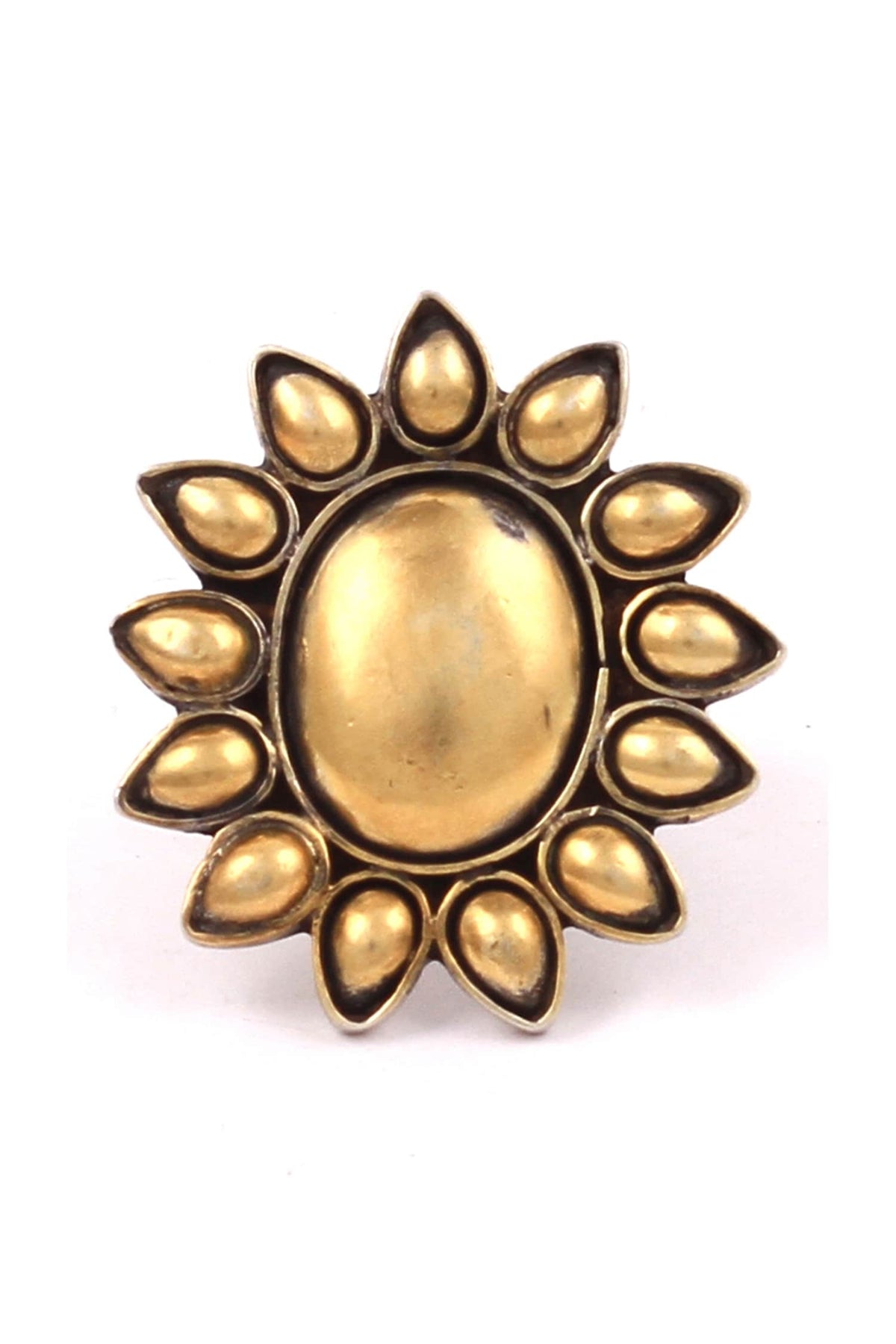 Floral Dual Tone Adjustable Ring 