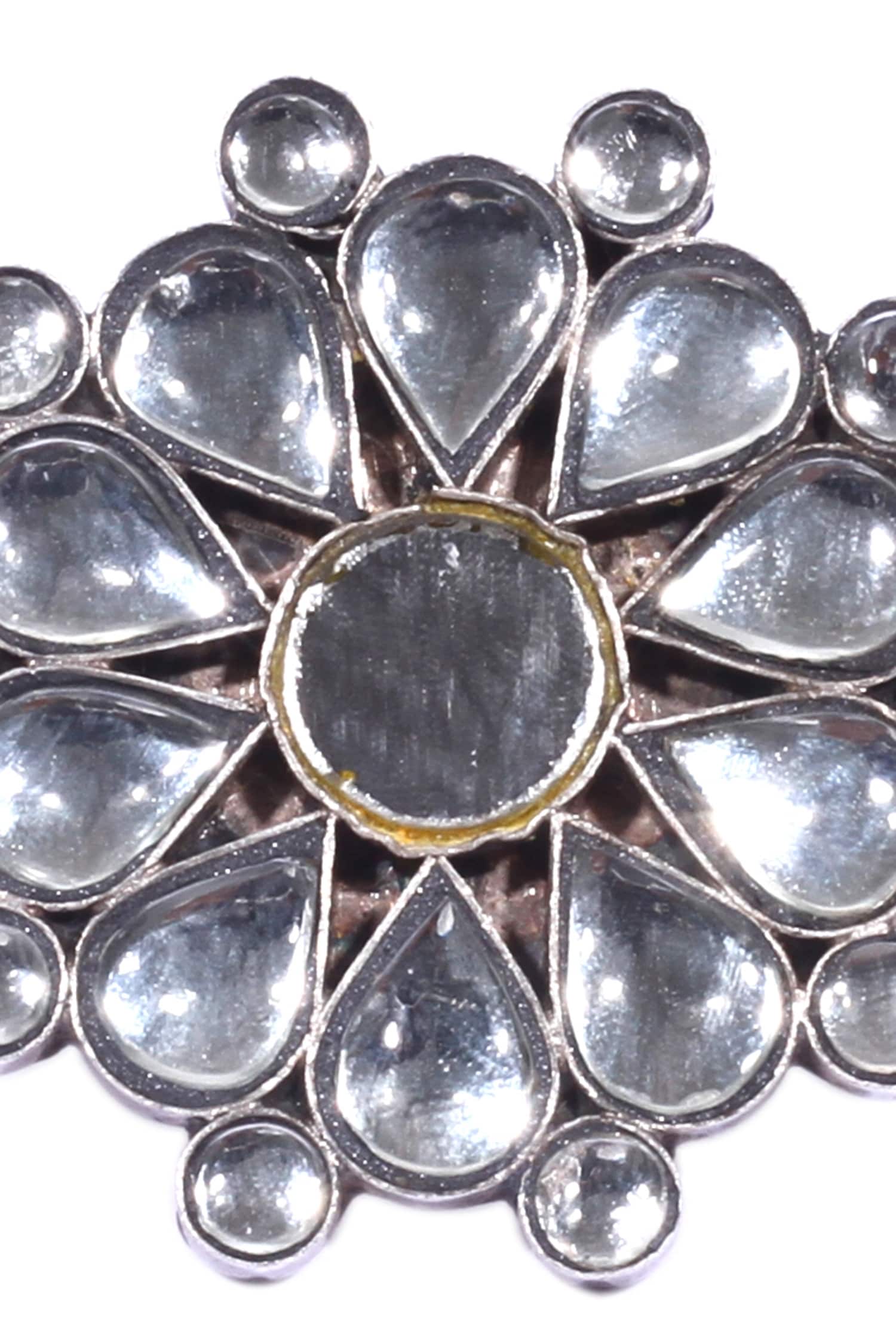 Floral Mirror Stone Adjustable Ring 