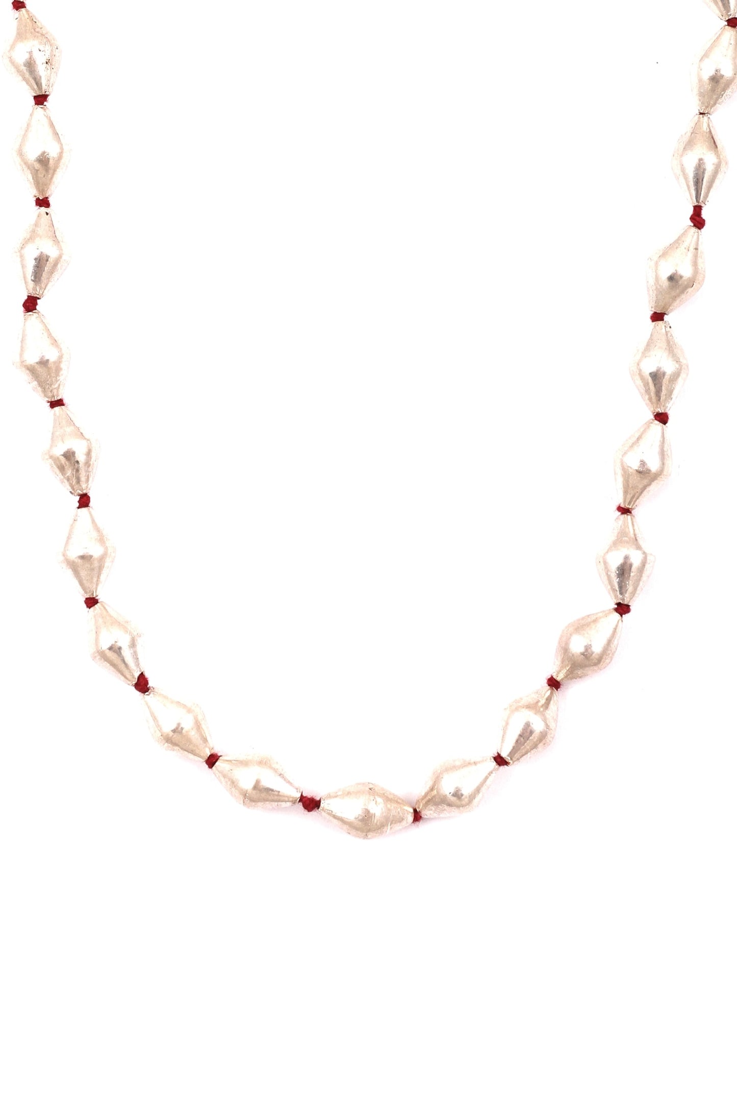 Braided Thread Silver Stone Necklace 