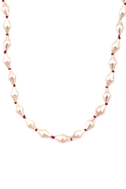 Braided Thread Silver Stone Necklace 