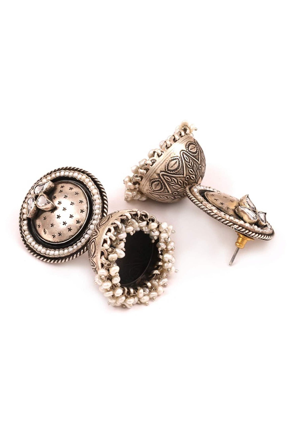 Handcrafted Carved Jhumkas 