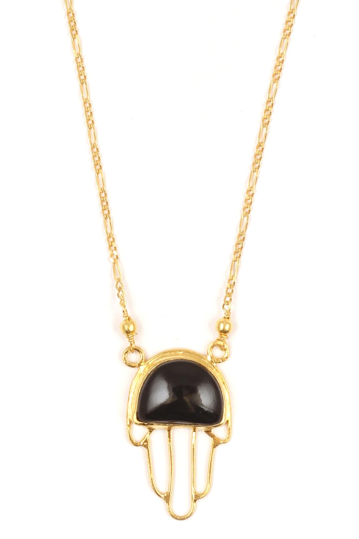 Gold Stone Cutwork Pendant Necklace 