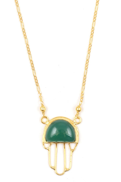 Gold & Green Handcrafted Pendant Necklace 
