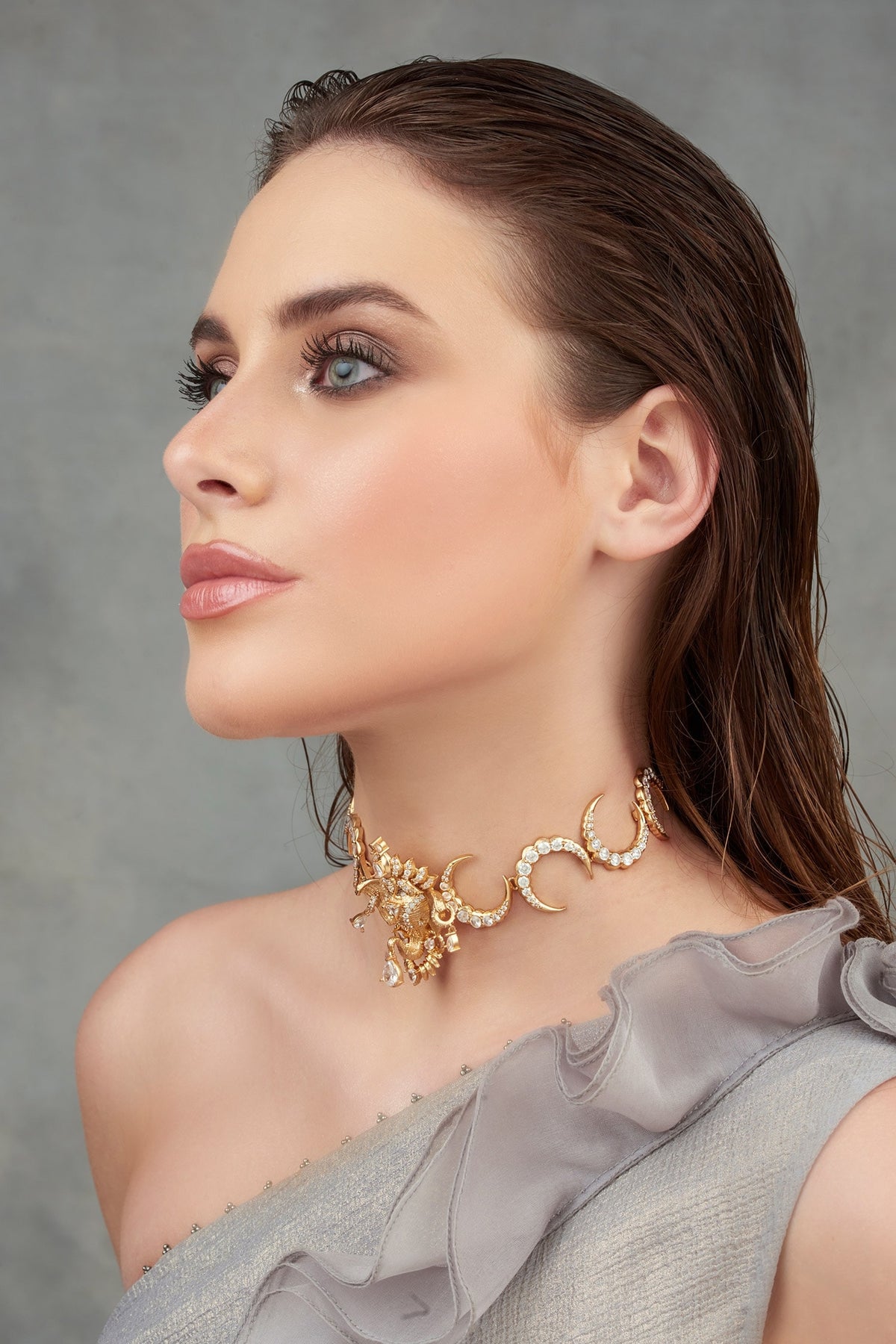 Crescent Moon Elephant Motif Choker 
