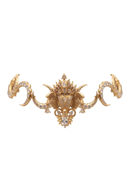 Crescent Moon Elephant Motif Choker 