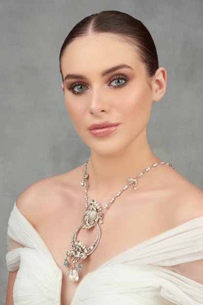 Elephant Motif Long Pendant Necklace 