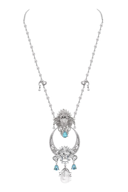 Elephant Motif Long Pendant Necklace 