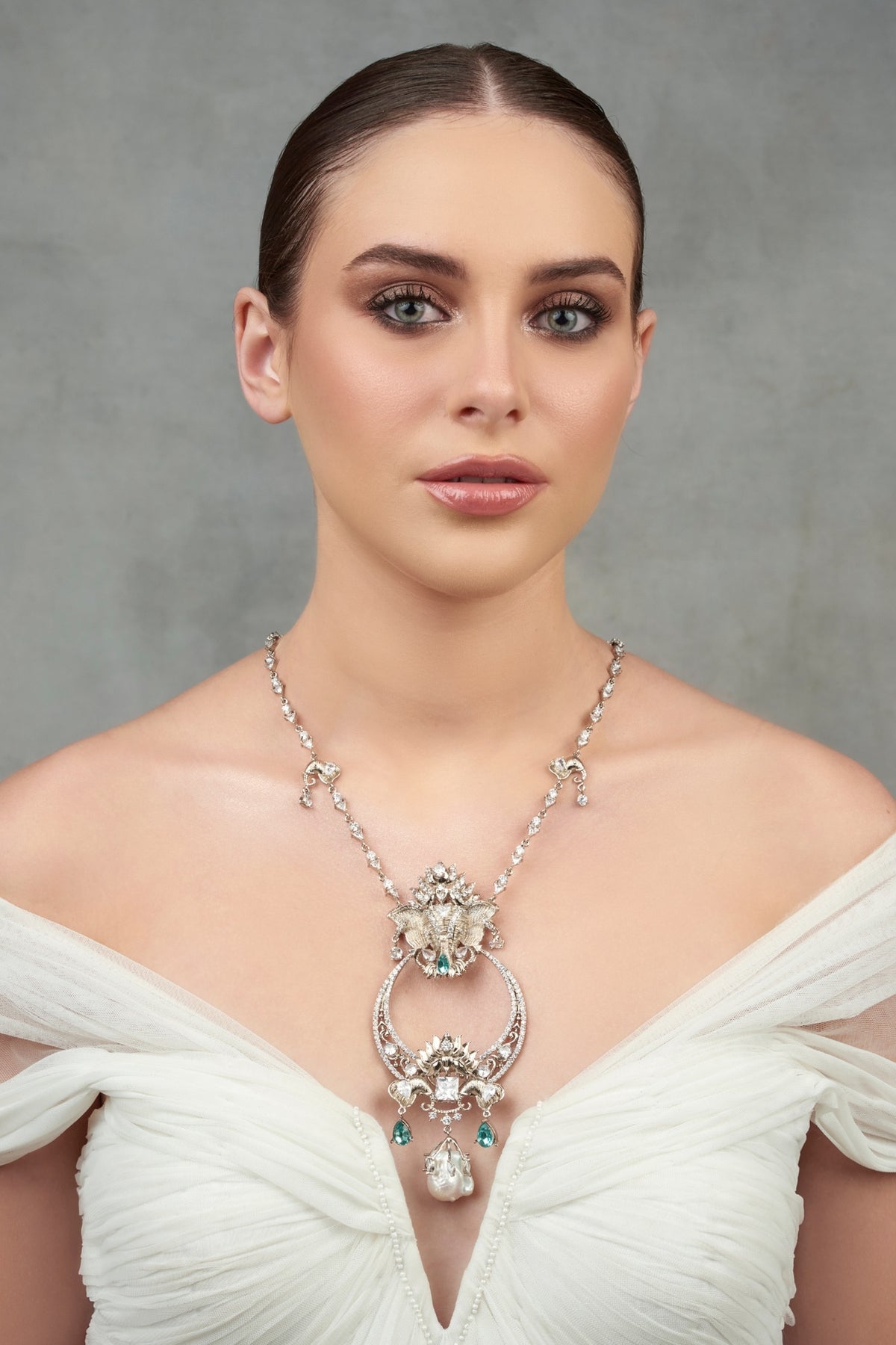 Elephant Motif Long Pendant Necklace 