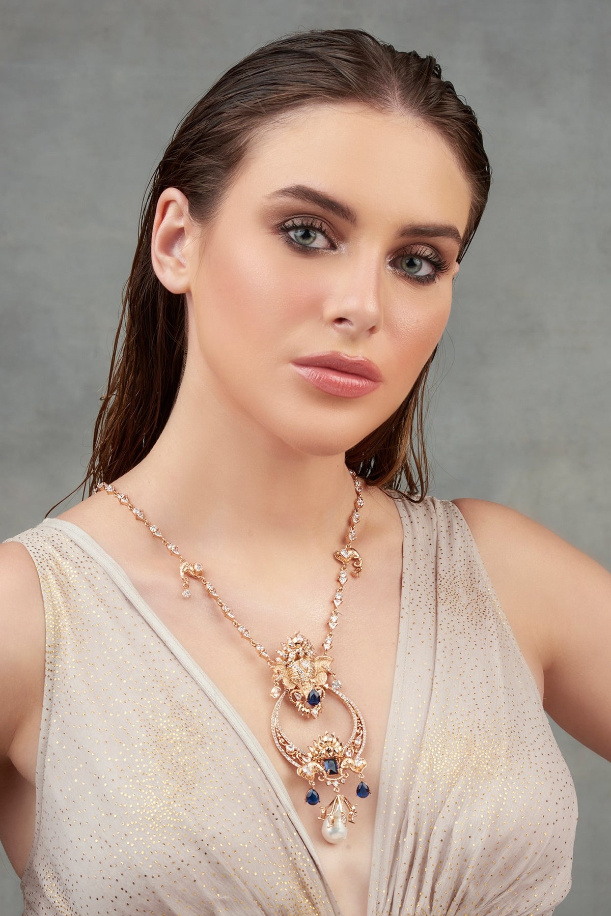 Elephant Motif Long Pendant Necklace 