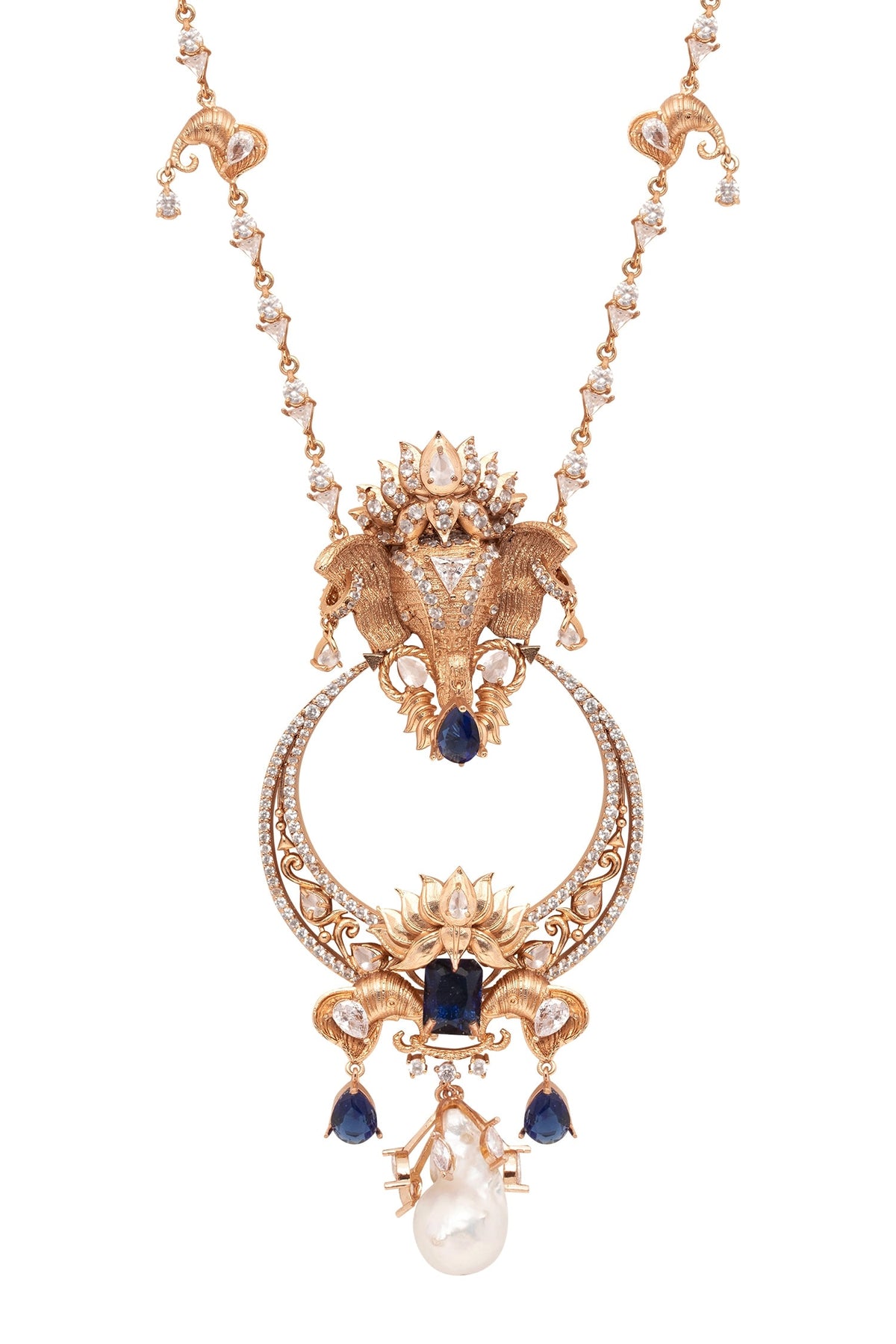 Elephant Motif Long Pendant Necklace 