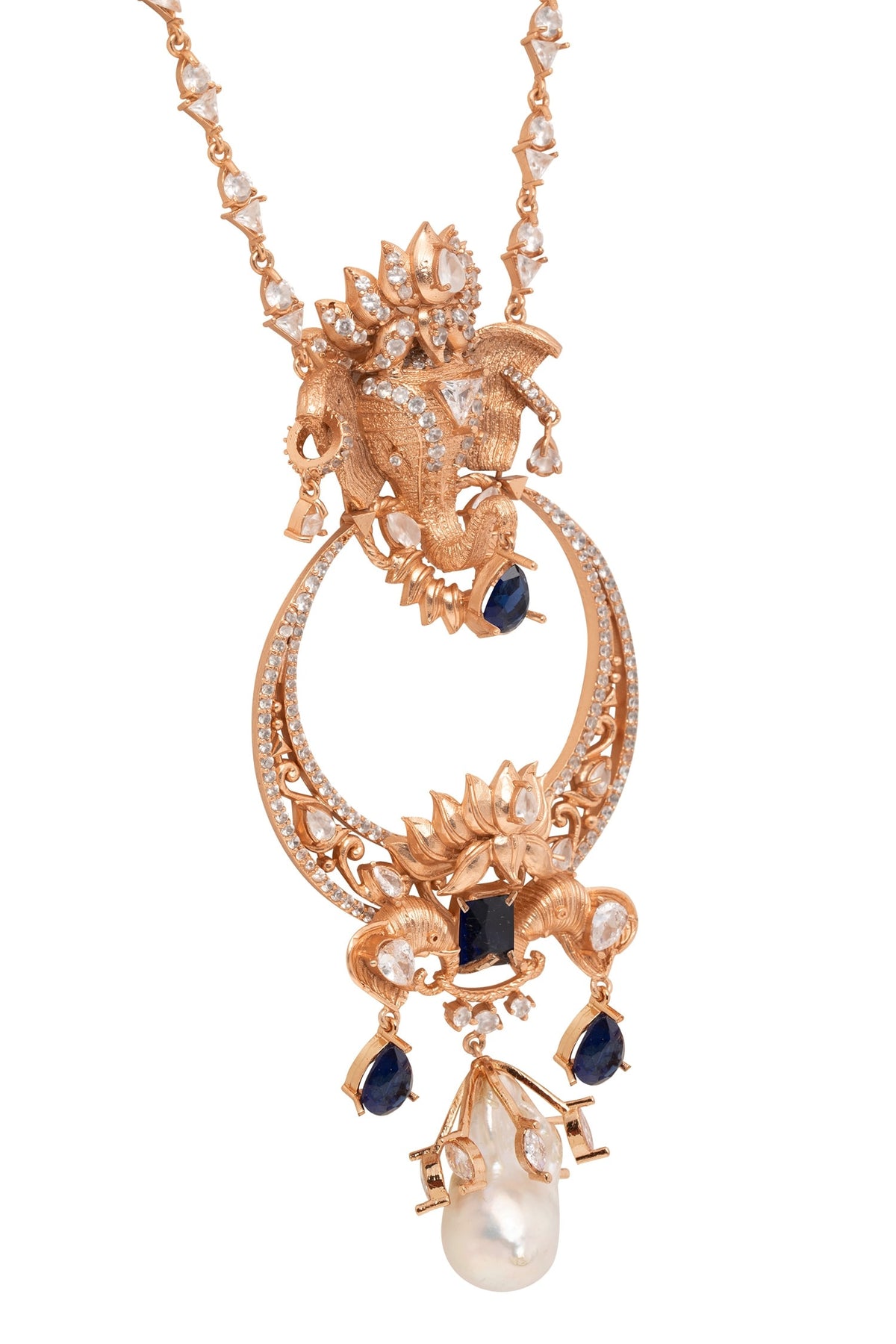 Elephant Motif Long Pendant Necklace 