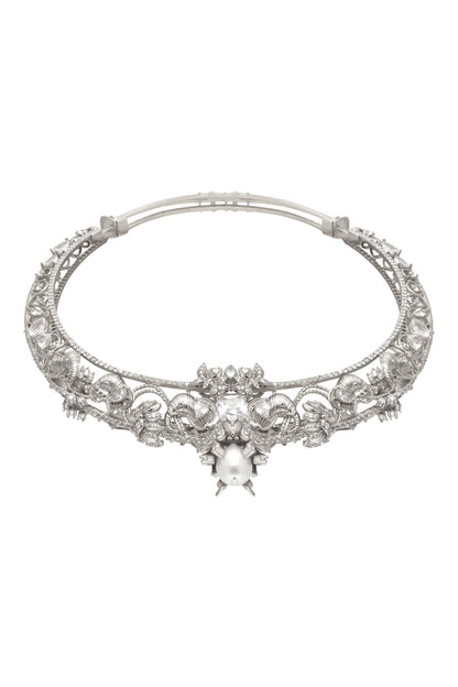 Elephant Motif Silver Choker Necklace 