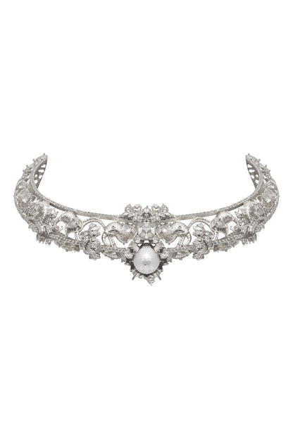 Elephant Motif Silver Choker Necklace 