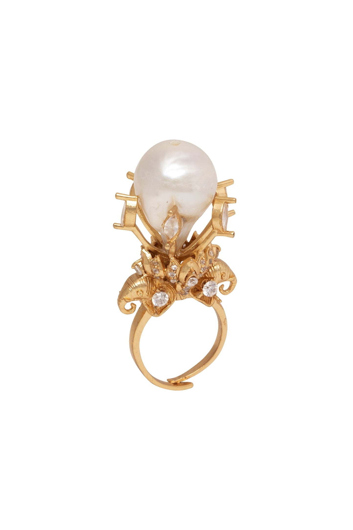 Elephant Motif Crystal Ring 