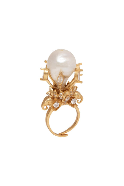 Elephant Motif Crystal Ring 