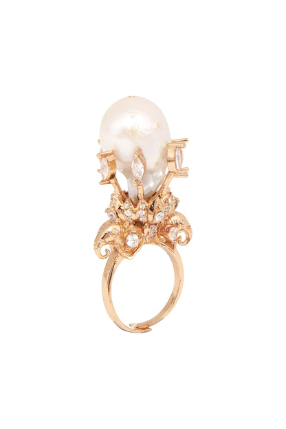 Elephant Motif Crystal Ring 