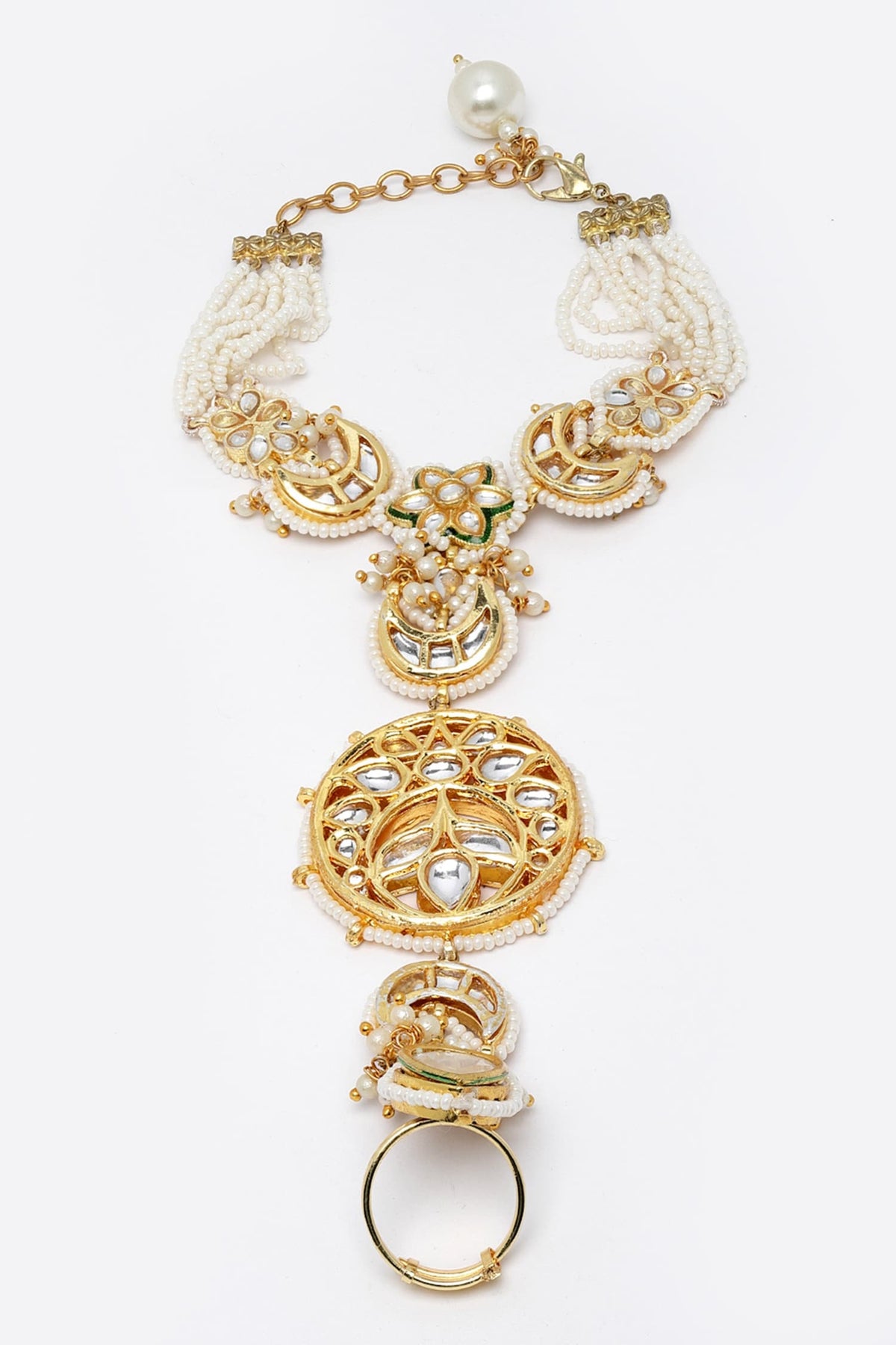 Gold Kundan Floral Hathphool 