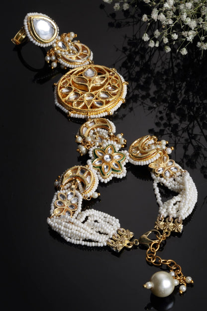 Gold Kundan Floral Hathphool 