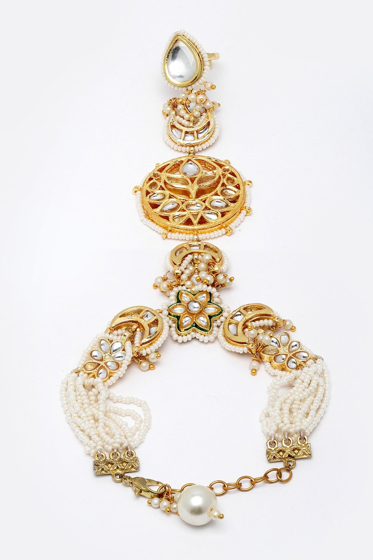 Gold Kundan Floral Hathphool 