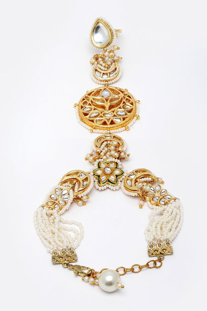Gold Kundan Floral Hathphool 