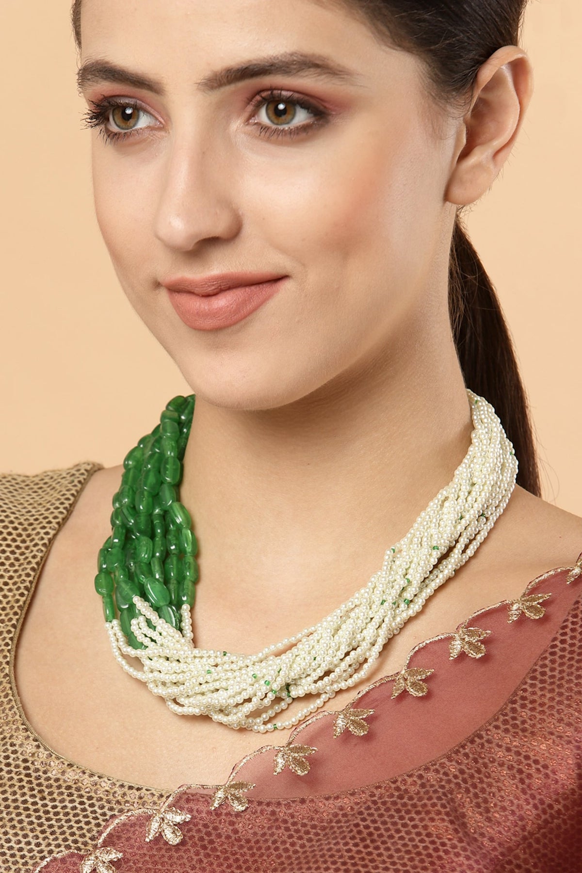 Twisted Multi Layered Pearl Necklace 