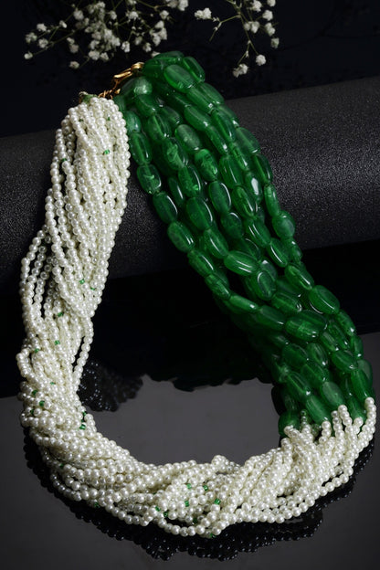 Twisted Multi Layered Pearl Necklace 
