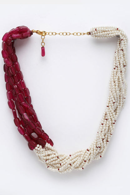 Gold Plated Multi Layered Pearl Necklace 