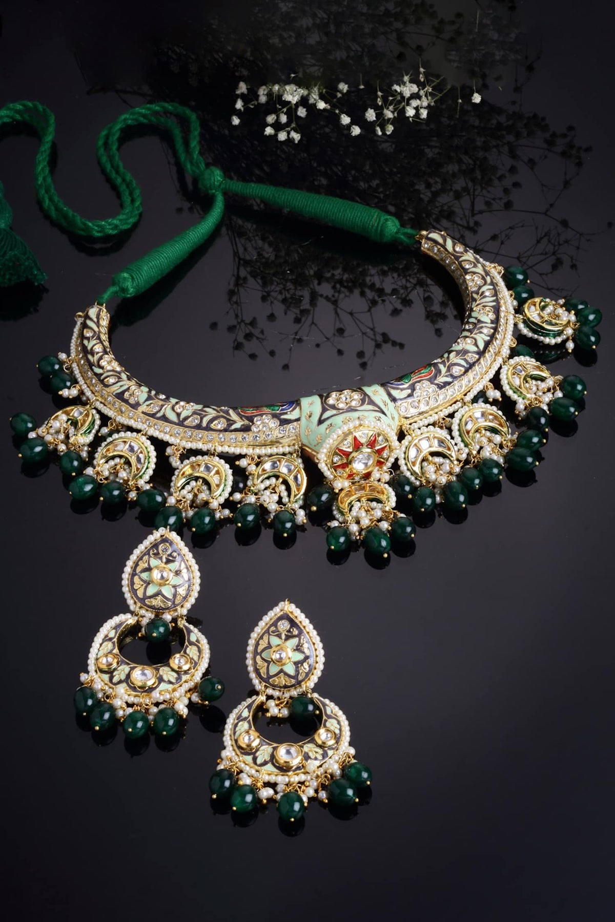 Floral Meenakari Necklace Set 