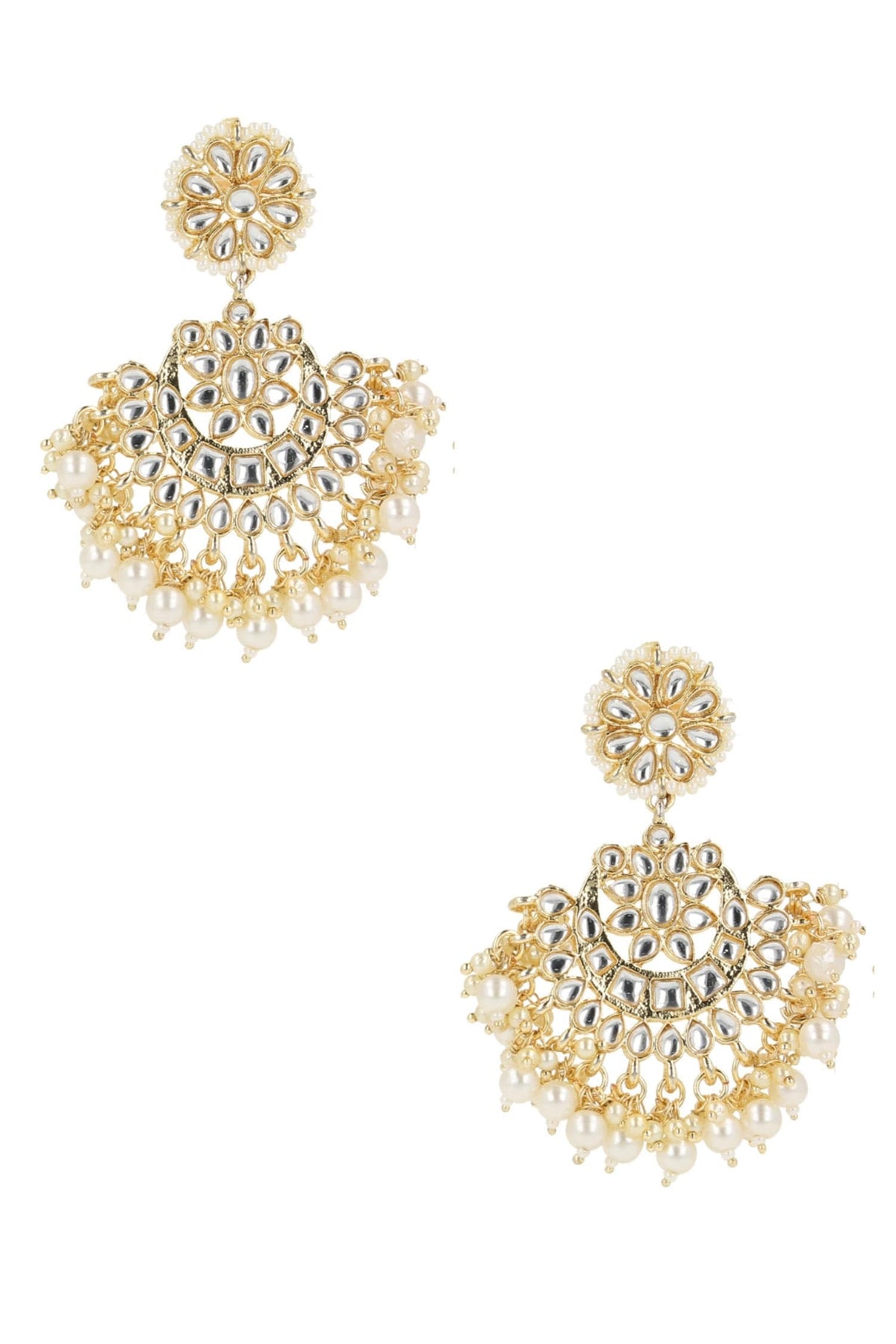 Gold & White Kundan Mathapatti Set 