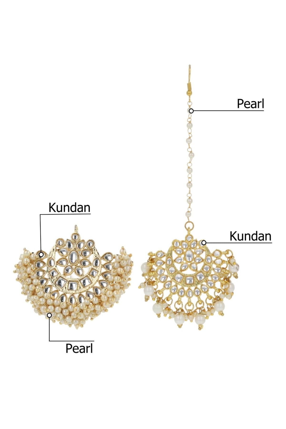 Kundan Pearl Chandbalis Set 
