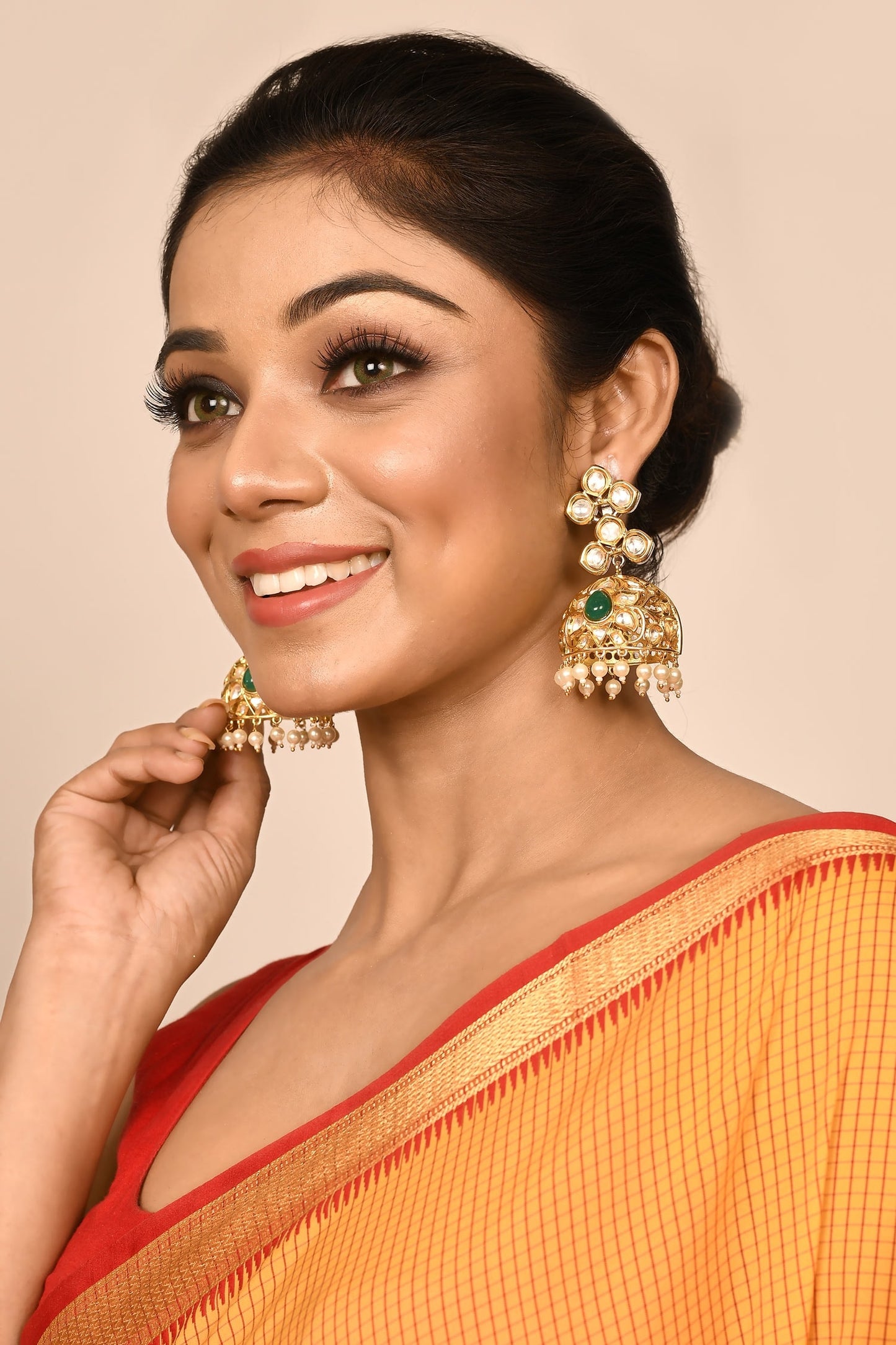 Kundan Floral Jhumkas 