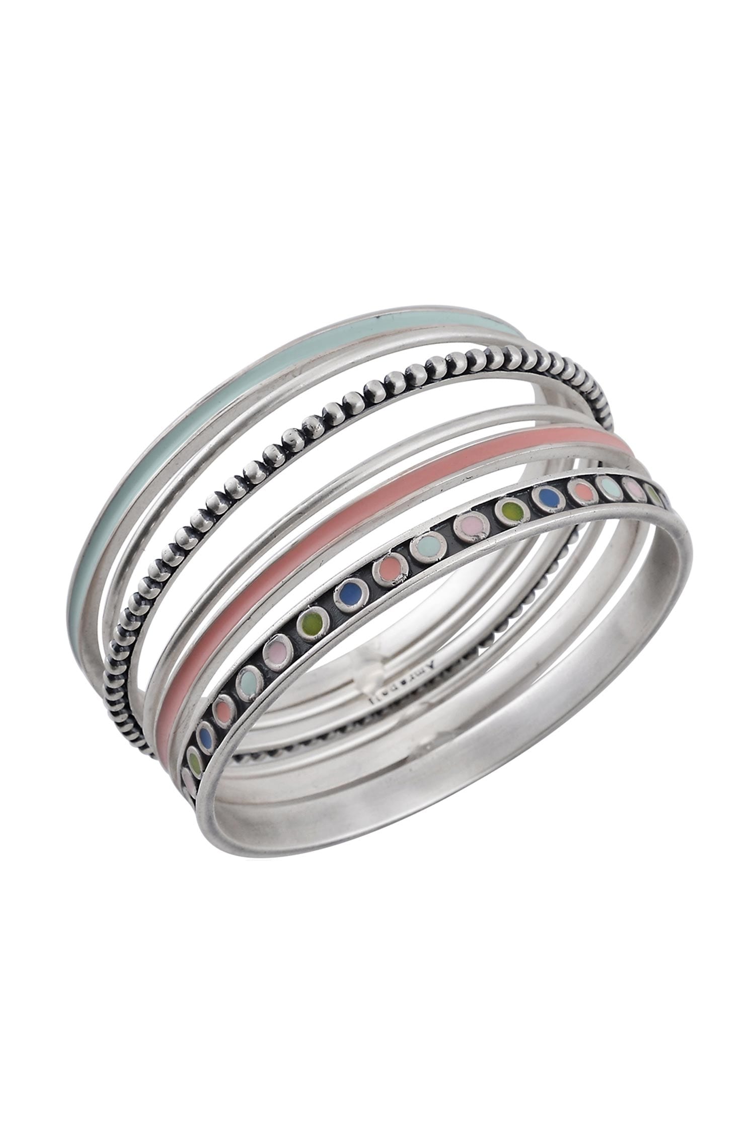 Geometric Enamelled Bangles Set of 6 